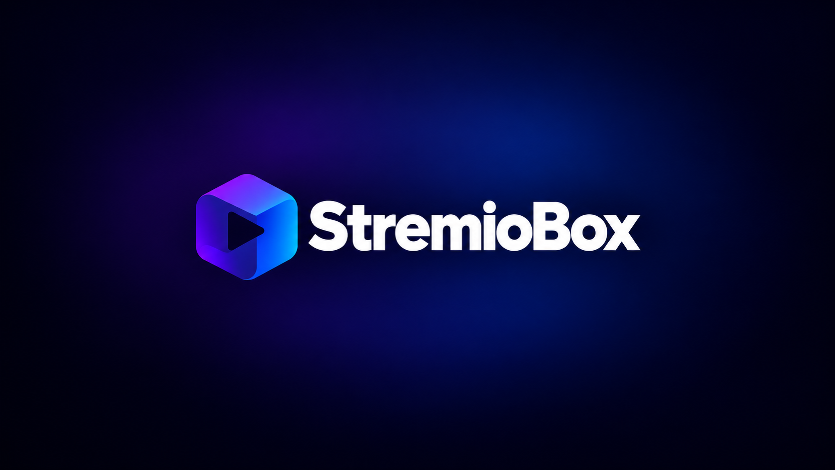 StremioBox play emblem and wordmark in violet and blue